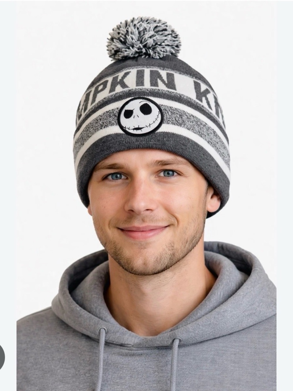 Nightmare Crew Gray Pom Beanie - Jack Skellington Disney